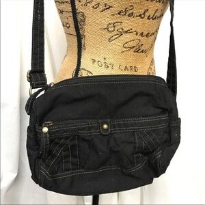 BLACK Cotton Crossbody Purse